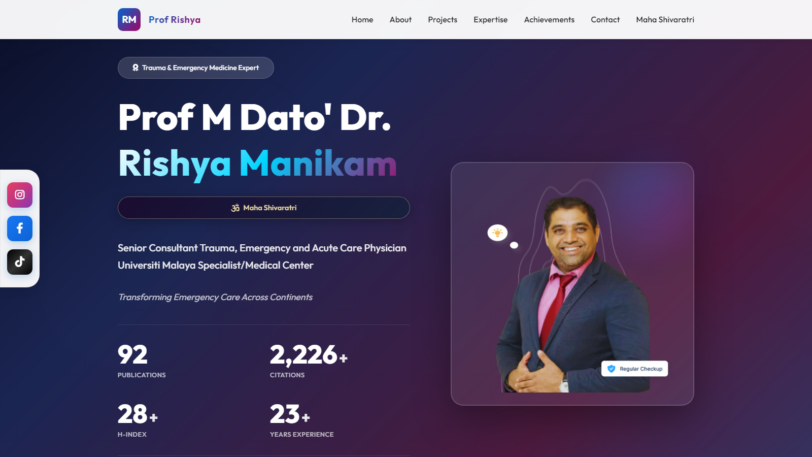 Prof Rishya site preview still
